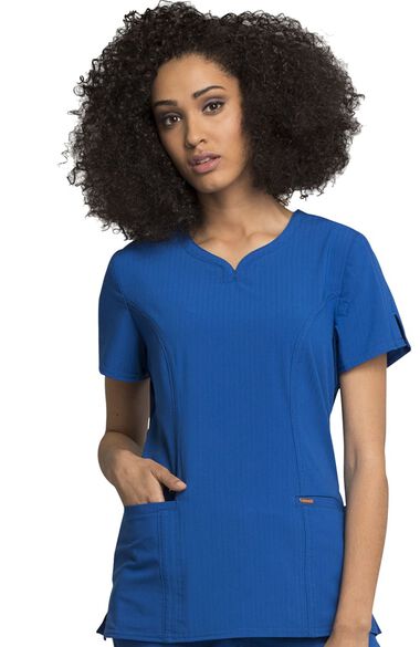 Ribbed V-Neck Top CK695 - ScrubsCity.com